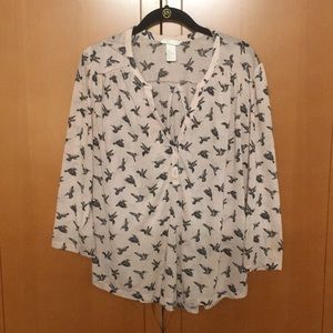 Hummingbird Print Blouse
